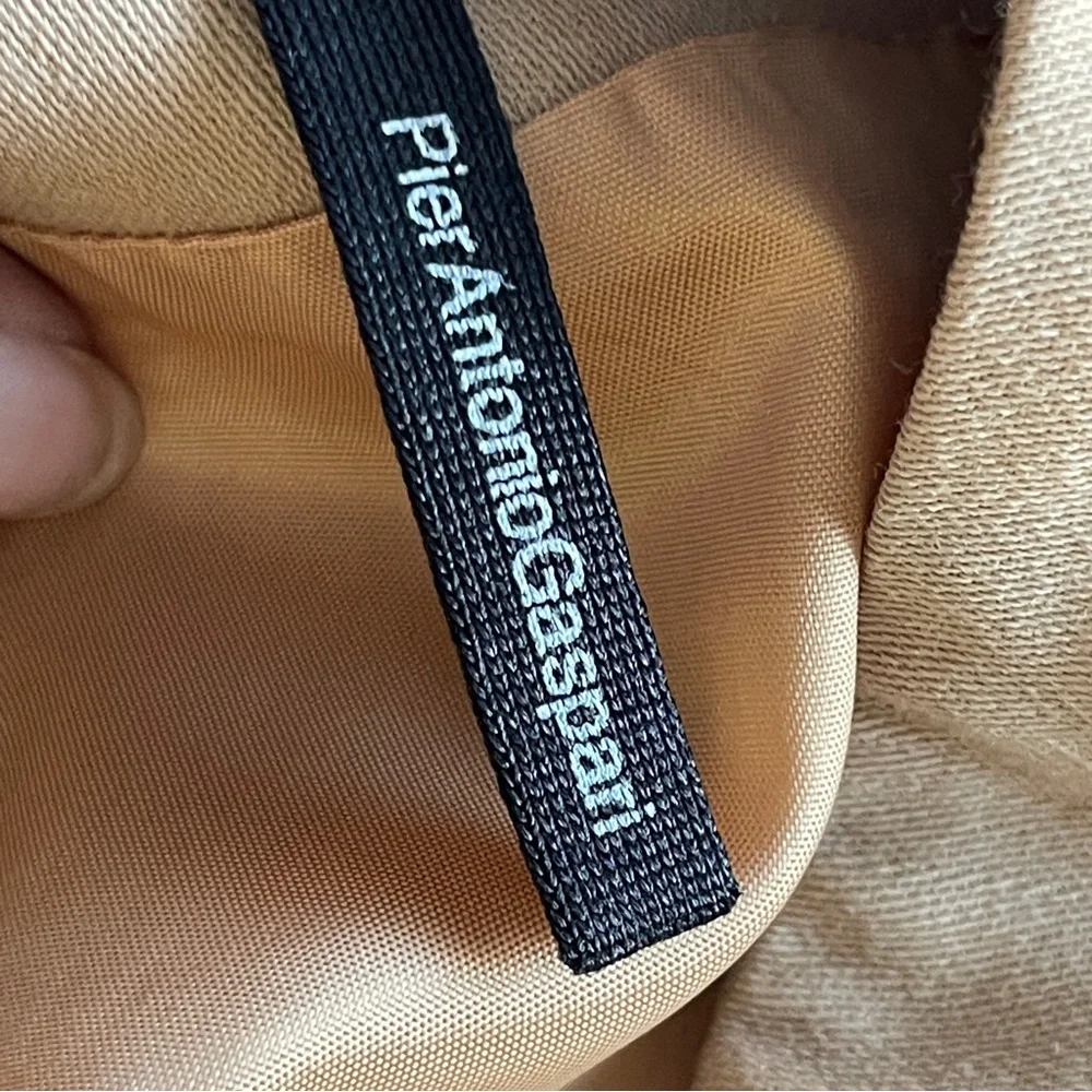 PIER ANTONIO GASPARI | Tan Geometric A-line Pencil Skirt Sz 8 - Picture 5 of 7